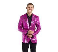 Suitmeister Rosa Party-Blazer für Herren - Weihnachten, Silvesterparty - Glänzende Pailletten-Anzugjacke - Rosa
