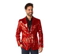 Suitmeister Roter Party-Blazer für Herren - Weihnachten, Silvesterparty - Glänzende Pailletten-Anzugjacke - Rot