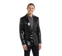 Suitmeister Schwarzen Party-Blazer für Herren - Weihnachten, Silvesterparty - Glänzende Pailletten-Anzugjacke - Schwarz