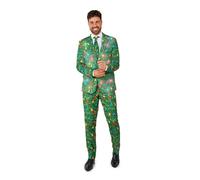Suitmeister Weihnachtsanzug für Herren - Weihnachtsbeleuchtung Festliches Outfit - Tailliert Party Kostüme - Grün