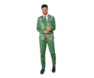 Suitmeister Weihnachtsanzug für Herren - Weihnachtsbeleuchtung Festliches Outfit - Tailliert Party Kostüme - Grün