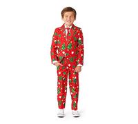 Suitmeister Weihnachtsanzug für Jungen - Ugly Holiday Festive Weihnachten Trees & Stars Print - Rot - Inklusive Kinderblazer, Hose, Krawatte