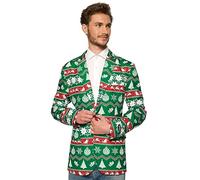 Suitmeister Weihnachtssakko für Herren - Weihnachten Festive Nordic - Tailliert Party Kostüme - Grün, Weiß