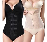 SUIUOI 2PCS Women’s Figure-Shaping Corset,Adjustable Top Body Chest Free Shapewear with Hooks,Under-bust Corset Shapewear, Figure Shaping Bodysuit, Waist Shaper Tummy Control,Open Bust Bodysuit,