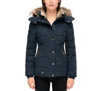 SUIUOI Damen Wintermantel - Warm Gefütterte Steppjacke mit Kunstfellkapuze, Taillierte Winterjacke mit Reißverschluss, Langer Kapuzenmantel Damen für Alltag, Outdoor & Freizeit