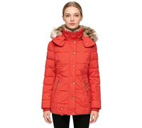 SUIUOI Damen Wintermantel - Warm Gefütterte Steppjacke mit Kunstfellkapuze, Taillierte Winterjacke mit Reißverschluss, Langer Kapuzenmantel Damen für Alltag, Outdoor & Freizeit