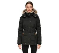SUIUOI Damen Wintermantel - Warm Gefütterte Steppjacke mit Kunstfellkapuze, Taillierte Winterjacke mit Reißverschluss, Langer Kapuzenmantel Damen für Alltag, Outdoor & Freizeit