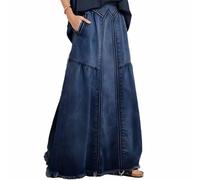 SUIUOI Denimrock A-Linie,High Waist Aufgeraut Lässiger Denim-Rock,Eleganter Sommerrock,Freizeitrock Y2K Streetwear