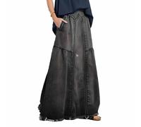 SUIUOI Denimrock A-Linie,High Waist Aufgeraut Lässiger Denim-Rock,Eleganter Sommerrock,Freizeitrock Y2K Streetwear