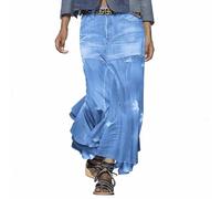 SUIUOI Denimrock A-Linie,Maxi Langer Jeansrock,Hohe Taille Midirock,Aufgerauter Lässiger Denim-Rock,Eleganter Sommerrock,Freizeitrock Streetwear