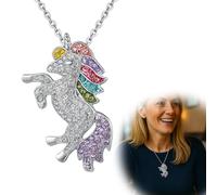 SUJEBKC 1psc pferde mädchen geschenk pferd einhorn geschenke für mädchen Unicorn Necklace Gifts for Girls Heart Pendant Cubic Zirconia Unicorn Letter Chain for Birthdays Unicorn Gift Jewellery