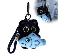 SUJEBKC 1PSC schlüsselanhänger plüsch schlüsselanhänger katze schwarze katze Black Cat Plush Pendant Cute Cartoon Black Cat Plush Keyring Decoration Bags Gifts for Cat Lovers (B)