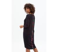 Sukienka Neko Damen - aus Bio-Baumwolle mit 3/4-Ärmel & Bootsausschnitt & Taschen - schlicht & bequem mit KOKOworld-Print-Detail - Fair Fashion aus der EU Black Telar (Schwarz) S/M