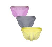 SUKREW - Männer Slip Unterwäsche - Tanga Vorteilspack Pale Magenta + Studio Grey + Blonde Yellow - Größe M