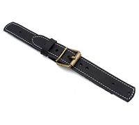 Sulla 20mm Uhrenband für Feste Stege mit Nieten für Fliegeruhren Schwarz weiße Naht Bronze Beschläge