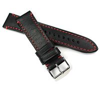 Sulla RIOS 1931 22mm Herren Leder Deutsch Vintage Aviator Style Uhrenarmband schwarz rote Naht CT