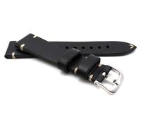 Sulla RIOS1931 20mm Herren Leder Deutsch Pilot Vintage Uhrenarmband schwarz