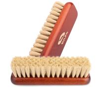 SULPO Schuhbürste - Länge 16 Zentimeter - Schuhputzsets Schuhputzbürste Schuhbürsten Lederbürste putzen Schmutzbürste weiche Borsten Natur Polierbürste - 2 Stück Set - Schuhpflege