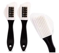 SULPO Schuhbürste mit Messing und Nylonborsten - Wildlederbürste 4-seitige - Schuhputzbürste Wildleder Pflege - Rauhlederbürste Nubuk - Hochwertige Reinigungs Schuhbü - 2 Stück