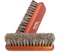 SULPO Schuhbürste Rosshaar Länge 16 Zentimeter - Schuhputzsets Schuhputzbürste Schuhbürsten Lederbürste putzen Schmutzbürste weiche Borsten Natur Polierbürste - 2 Stück Set - Schuhpflege
