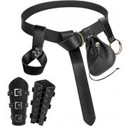 SUMGOGO Renaissance Gürteltasche Wikinger Armschienen Haken Halloween Set Mittelalter Ren Faire Festival Kostüm Zubehör Cosplay Tasche, Version 2, schwarz, Einheitsgröße