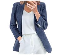 SumLeiter Damen Anzugjacke Cord Cardigan Vintage Blazer Revers Arbeit Büro Anzug Lässig Business Sakko Strickjacke Winterjacke Mantel Elegant Trenchcoat Outwear Freizeit Geschäft Büro Jacke