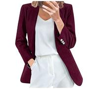 SumLeiter Damen Anzugjacke Cord Cardigan Vintage Blazer Revers Arbeit Büro Anzug Lässig Business Sakko Strickjacke Winterjacke Mantel Elegant Trenchcoat Outwear Freizeit Geschäft Jacke, Wein, XXL
