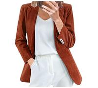 SumLeiter Damen Anzugjacke Cord Cardigan Vintage Blazer Revers Arbeit Büro Anzug Lässig Business Sakko Strickjacke Winterjacke Mantel Elegant Trenchcoat Outwear Freizeit Geschäft Büro Jacke