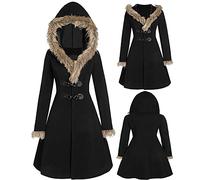 SumLeiter Damen Boucle Wollmantel Herbst und Winter Kapuzenmantel Wolljacke Vintage Wintermantel elegant Winterjacke mit Kapuze Warm übergangsmantel