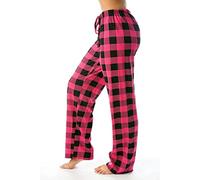 SumLeiter Damen Freizeithose Lang Schlafanzughose mit Taschen und Kordelzug Fitness Stretch Drawstring Hosen Karierte Schlafhose weich Pyjamahose Weites Bein Hose trandhose Lange gerade Hose Haushose