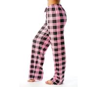 SumLeiter Damen Freizeithose Lang Schlafanzughose mit Taschen und Kordelzug Fitness Stretch Drawstring Hosen Karierte Schlafhose weich Pyjamahose Weites Bein Hose trandhose Lange gerade Hose Haushose