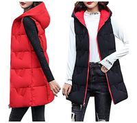 SumLeiter Damen Steppweste Lang Mantel Winterweste doppelseitige Daunenjacke Lockere Wintermantel Vest Warmer Daunenmantel mit Kapuze Lässige puffer weste Ärmellose Wintermantel Lockere Outwear