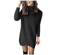 SumLeiter Damen strickkleider lässig einfarbig lässig pullikleid V-Ausschnitt Sweater Kleid Locker Jumper pulloverkleider elegant Minikleid Wickelkleid Mode Stricksweat Strickpullover Winterkleid