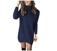 SumLeiter Damen strickkleider lässig einfarbig lässig pullikleid V-Ausschnitt Sweater Kleid Locker Jumper pulloverkleider elegant Minikleid Wickelkleid Mode Stricksweat Strickpullover Winterkleid
