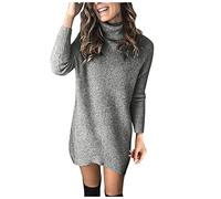 SumLeiter Damen strickkleider lässig einfarbig lässig pullikleid V-Ausschnitt Sweater Kleid Locker Jumper pulloverkleider elegant Minikleid Wickelkleid Mode Stricksweat Strickpullover Winterkleid