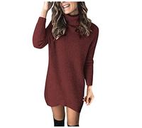 SumLeiter Damen strickkleider lässig einfarbig lässig pullikleid V-Ausschnitt Sweater Kleid Locker Jumper pulloverkleider elegant Minikleid Wickelkleid Mode Stricksweat Strickpullover Winterkleid