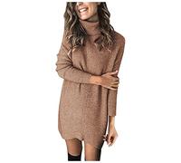 SumLeiter Damen strickkleider lässig einfarbig lässig pullikleid V-Ausschnitt Sweater Kleid Locker Jumper pulloverkleider elegant Minikleid Wickelkleid Mode Stricksweat Strickpullover Winterkleid