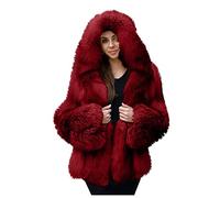 SumLeiter Damen Winterjacke mit Kapuze Kunstpelz Pelzmantel Faux Für Pelzjacke Wintermantel warme Plüschjacke elegant Fellmantel Flauschige Fleecejacke Lockere Kunstpelzjacke Teddy Coat Outerwear