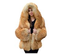 SumLeiter Damen Winterjacke mit Kapuze Kunstpelz Pelzmantel Faux Für Pelzjacke Wintermantel warme Plüschjacke elegant Fellmantel Flauschige Fleecejacke Lockere Kunstpelzjacke Teddy Coat Outerwear