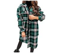 SumLeiter Damen Wollmantel Kariertes Langarmshirt Vintage Freizeithemd elegant Lange Ärmel Hemdbluse Lässige flanellhemd Locker Wollhemd Mode Freizeithemd Herbst und Winter warmer holzfällerhemd