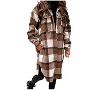 SumLeiter Damen Wollmantel Kariertes Langarmshirt Vintage Freizeithemd elegant Lange Ärmel Hemdbluse Lässige flanellhemd Locker Wollhemd Mode Freizeithemd Herbst und Winter warmer holzfällerhemd