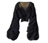 Sumleno Damen-Oberteil mit Glockenärmeln, sexy, Vintage-Stil, V-Ausschnitt, Lange Ärmel, Spitze, Renaissance-Hemd, Y2K, ästhetisches und Elegantes Oberteil, Schwarz, Einheitsgröße