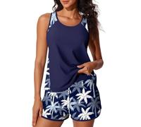 Summer Mae Blouson-Tankini Badeanzug für Damen 2026, figurformend mit Bauchkontrolle, zweiteiliger Badeanzug mit sportlichen Taschen und Badeshorts, 40