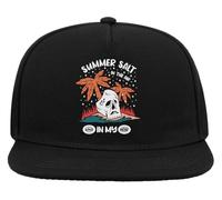 Summer Salt in The Air Sand in My Hair Stone Statue Island Graphic 5 Panel Snapback Flat Visor Baseball Hat Black