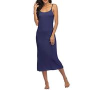 Summienlink Damen Full Slip für Unterkleider Sexy Lang Ärmellos Nachthemd Cami Kleid, blau, X-Large