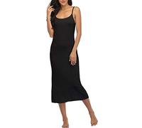 Summienlink Damen Full Slip für Unterkleider Sexy Lang Ärmellos Nachthemd Cami Kleid - Schwarz - Groß