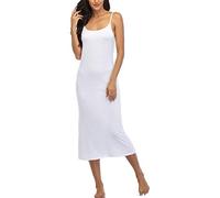 Summienlink Damen Full Slip für Unterkleider Sexy Lang Ärmellos Nachthemd Cami Kleid, Weiß, Medium