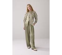 Summum Woman Blouse Bow Tie Printed Stripe Combat Green Größe: 40 | Business hemden Outlet | Damen | Grün