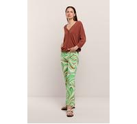 Summum Woman Cropped Flared Pants Swirl Print Stretch Twill Island Green Größe: 36 | Ausgestellte Hosen Outlet | Damen | Grün
