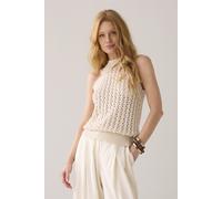 Summum Woman Halter Top Fancy Cotton Ajour Knit Ivory Größe: M | Tanktops Outlet | Damen | Weiß